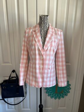 Pink Gingham Women's Blazer Jacket
